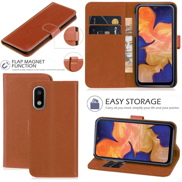Flip Leather Phone Case Cover Magnetic Wallet Samsung Galaxy S10+ Brown