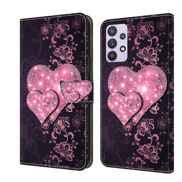 Case Patterned Flip Wallet Stand Phone Cover Samsung Galaxy A23 5G Lace Heart
