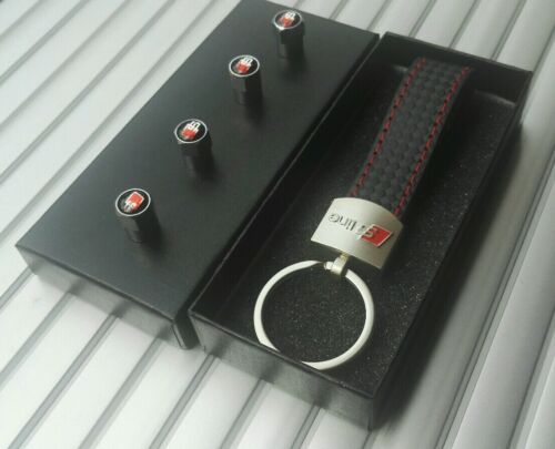 2023 AUDI S LINE Leather Key ring Key chain Fob + Tyre Valve Dust Caps Gift Box 2023 AUDI S LINE Leather Key ring Key chain Fob + Tyre Valve Dust Caps Gift Box