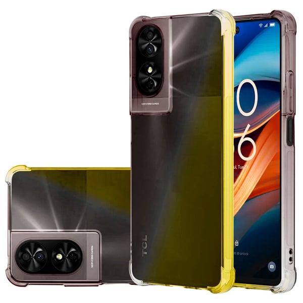 For TCL 40 SE Case Silicone Phone Cover + Screen Guard Black / Gold
