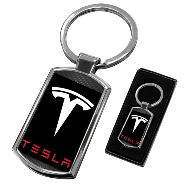 TESLA KEYRING KEY METAL CHROME