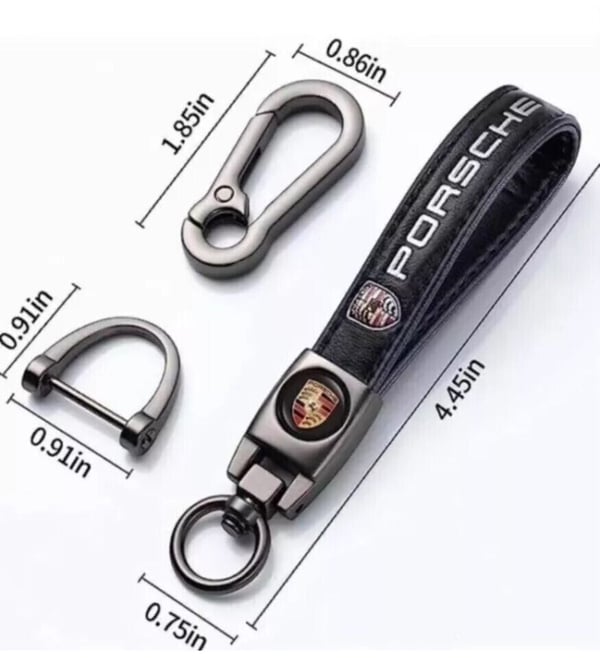 Porsche Faux Leather Keyring Keychain with Screwdriver - Stylish Car Accessory