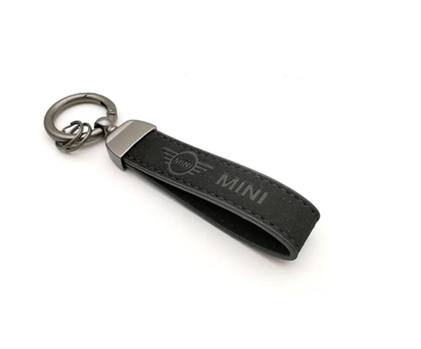 Mini Cooper Luxury Leather Keyring High Quality Alcantara Black Stitching