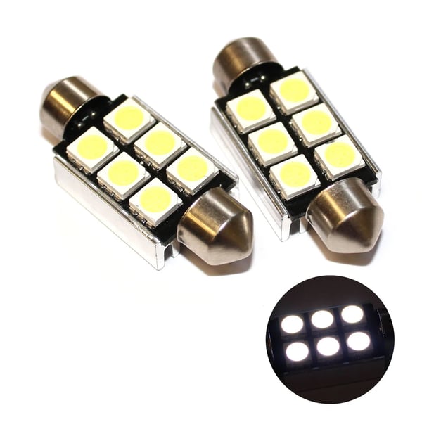 Fits VW Bora 1J6 2.0 4motion White 6-SMD LED 39mm Festoon Number Plate Bulbs