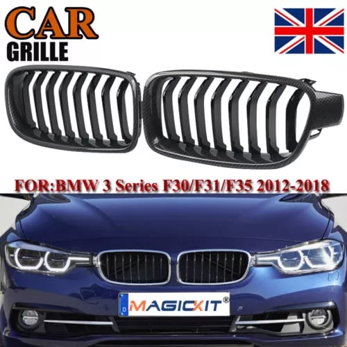 Carbon Fiber Look Front Kidney Grille Grill For BMW F30 F31 3Series Saloon 12-16