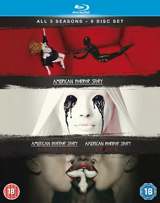 American Horror Story: Kaikki kolme kautta Blu-Ray (2014) – Evan Peters, 9 levyä, käytetty American Horror Story: Kaikki kolme kautta Blu-Ray (2014) – Evan Peters, 9 levyä, käytetty