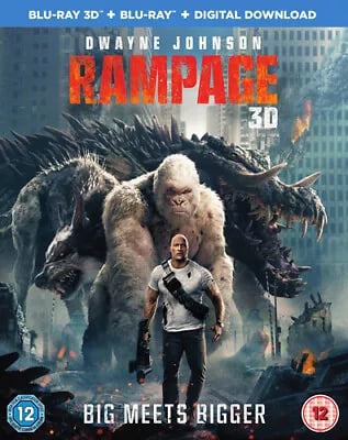 Rampage (2018) Dwayne Johnson, Peyton (DIR) cert 12 2 discs Blu-Ray Pre-Owned