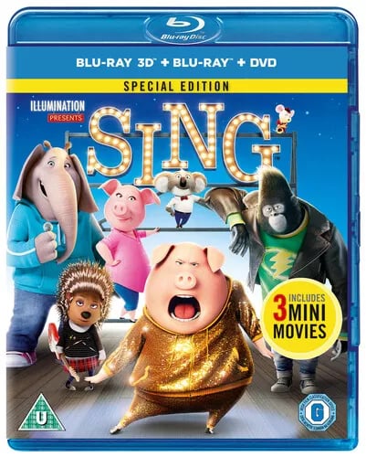 Sing (2017) Garth Jennings cert U 3 discs Blu-Ray Pre-Owned Sing (2017) Garth Jennings cert U 3 discs Blu-Ray Pre-Owned
