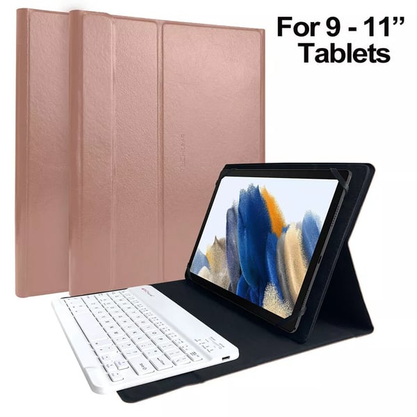Rose Gold Leather Case & White Bluetooh Keyboard for Samsung Galaxy Tab A7 10.4 (2022) 10.4"