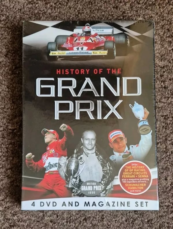 History of the Grand Prix - 4 levyn DVD- ja lehtisetti (Ferrari, Senna)
