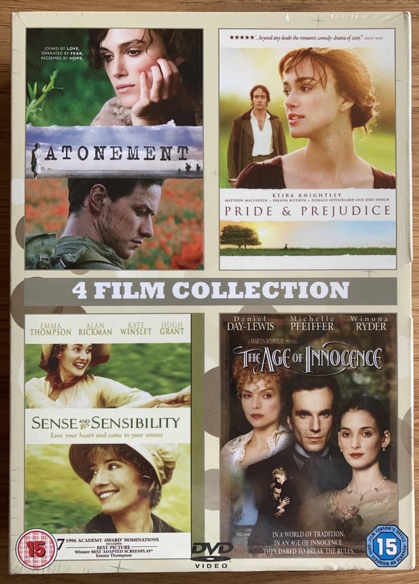 4 Film Collection (DVD) Atonement/Age Of Innocence/Pride & Prejudice Region 2 Brand New