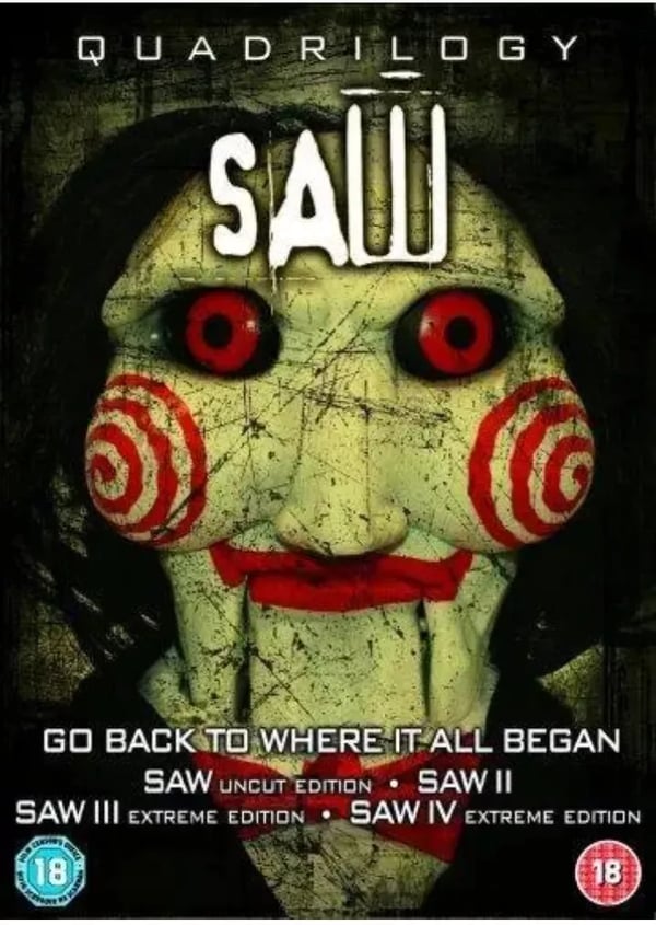 Saw 1 2 3 4 Quadrilogy - BOXSET [2004] DVD Region 2 Brand New