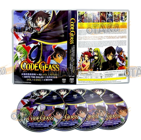CODE GEASS R1 + R2 + AKITO THE EXILED - TV DVD (1-55 EPS+4 MOVIES) SHIP FROM Region 2 Brand New