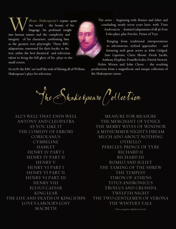 The Shakespeare Collection [12] DVD Box Set – Region 2