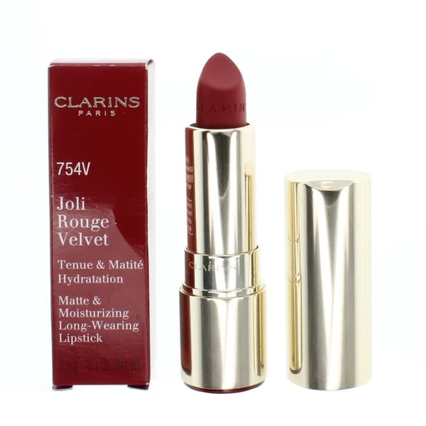 Clarins Red Joli Rouge Lipstick Velvet Matte Lip Colour 754V Deep Red Brand