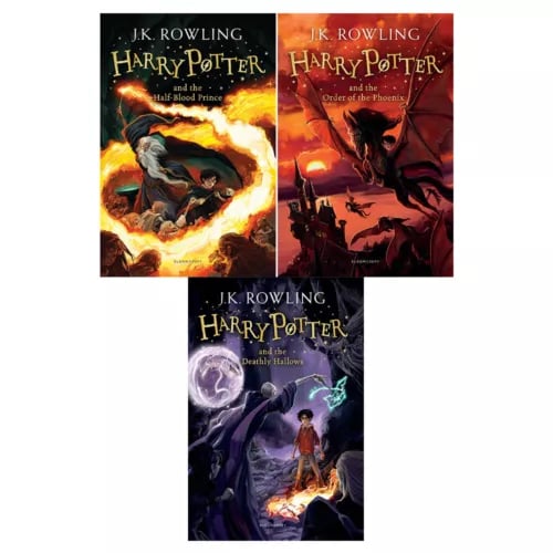Harry Potter & Half-Blood, Deathly, Order of Phoenix 3 Books Collection Set Region 2 Brand New