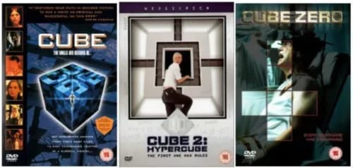 CUBE Trilogy Komplett DVD-samling (Film 1, 2, 3, Region 2)