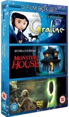 CORALINE/MONSTER HOUSE/ 9 DVD 3 FILM BOX SET Gil Kenan Henry Selick R2 Region 2 Brand New