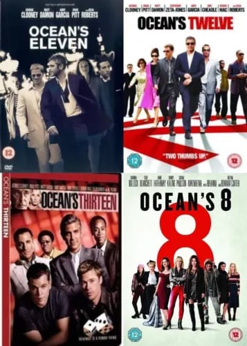 OCEAN'S 4 MOVIE FILM COLLECTION DVD 11 12 13 8 OCEANS CLOONEY SINATRA BULLOCK Region 2 Brand New