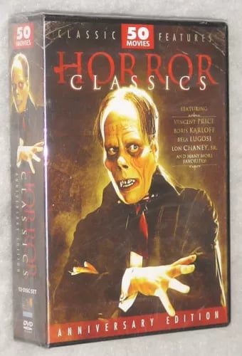 Horror Classics: 50 elokuvaa Bela Lugosi, Lon Chaney, Vincent Price – DVD Box Set Horror Classics: 50 elokuvaa Bela Lugosi, Lon Chaney, Vincent Price – DVD Box Set