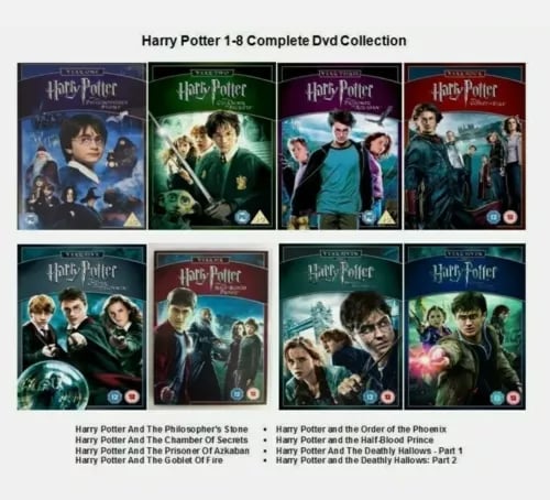 HARRY POTTER ALL 8 MOVIE COMPLETE DVD COLLECTION FILMS YEAR PART 1 2 3 4 5 6 7 8 Region 2 Brand New
