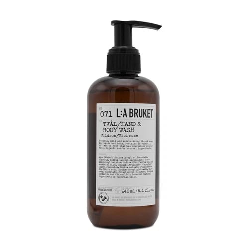 L A Bruket Hand & Body Wash Wild Rose 240ml Pump Bottle Soap