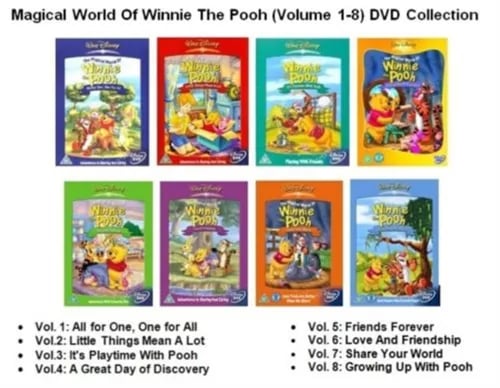 MAGICAL WORLD OF WINNIE THE POOH DVD COMPLETE COLLECTION VOLUME 1 2 3 4 5 6 7 8 Region 2 Brand New
