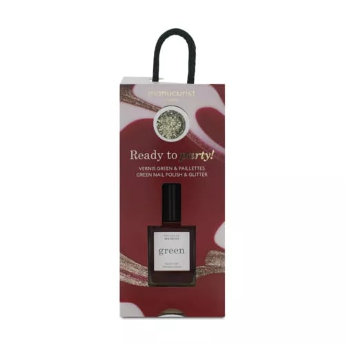 Manucurist Ready To Party Red Velvet Nail Polish & Gold Glitter
