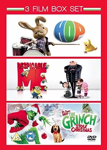 3 Film Box Set: Hop / Despicable Me / The Grinch Jim Carrey 2011 DVD Region 2 Brand New