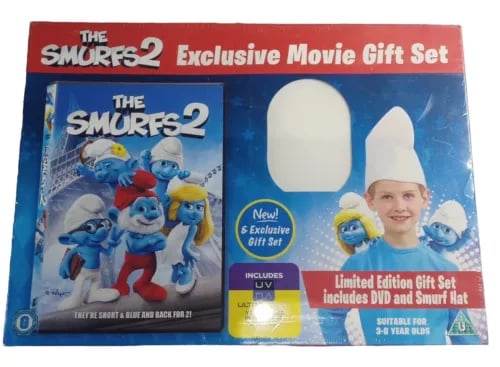 THE SMURFS 3 MOVIE DVD + HAT EXCLUSIVE GIFT SET REGION 2 Brand New