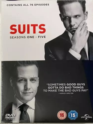 SUITS SEASONS 1 - 5 DVD BOX SET - CONTAINS ALL 76 EPISODES (15) - Region 2 Brand New