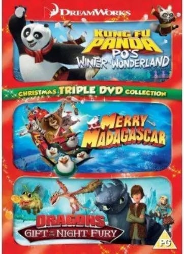 KUNG FU PANDA , MERRY MADAGASCAR , DRAGONS GIFT OF THE NIGHT FURY 2012 DVD Region 2 Brand New