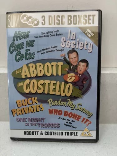 Abbott & Costello Pardon My Sarong /Buck Privates /In Society Region 2 Brand New