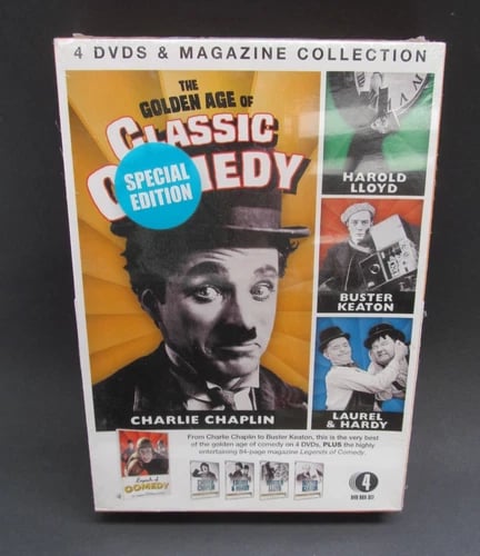 4 DVDS & Magazine Collection The Golden Age of Classic Comedy Region 2 Brand New