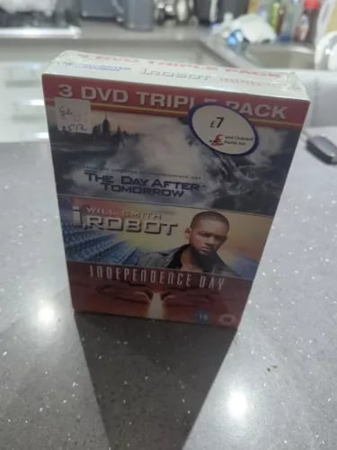 DVD TRIPLE PACK THE DAY AFTER TOMORROW/ I ROBOT & INDEPENDENCE DAY Region 2 Brand New