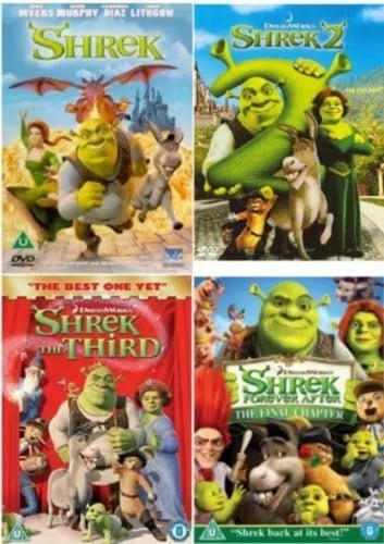 SHREK QUADRILOGY MOVIE 1-4 DVD FILM COLLECTION PART 1 2 3 4 + EXTRAS Release Region 2 Brand New