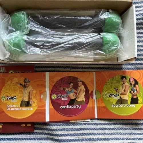 Zumba Health Fitness - Toning Bars & DVDs Workout - But Opened Box Region 2 Brand New
