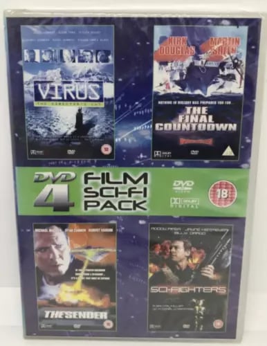 4 Sci-Fi Filmer DVD: Virus, The Final Countdown, The Sender, Sci-Fighters (2005, Region 2)