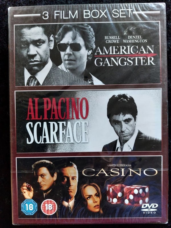 3 FILM DVD BOXSET OF SCARFACE/CASINO & AMERICAN GANGSTER2009 Region 2 Brand New