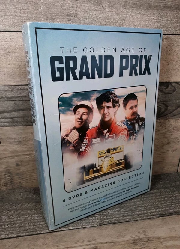 The Golden Age of Grand Prix DVD Sett & Magasin (Lett skade)