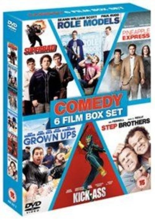 Kick-Ass/Role Models/Pineapple Express/Grown Ups/Step Brothers/Superbad (DVD Set Region 2 Brand New Kick-Ass/Role Models/Pineapple Express/Grown Ups/Step Brothers/Superbad (DVD Set Region 2 Brand New