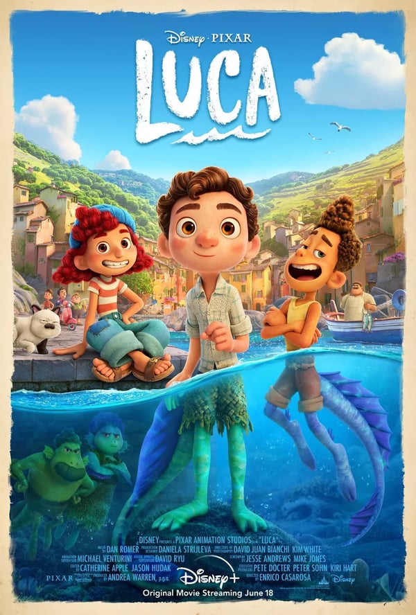 Disney Movie Pixar Kids Animated Film Poster Prints Wall Art Posters Luca A2 42 X 59.9CM