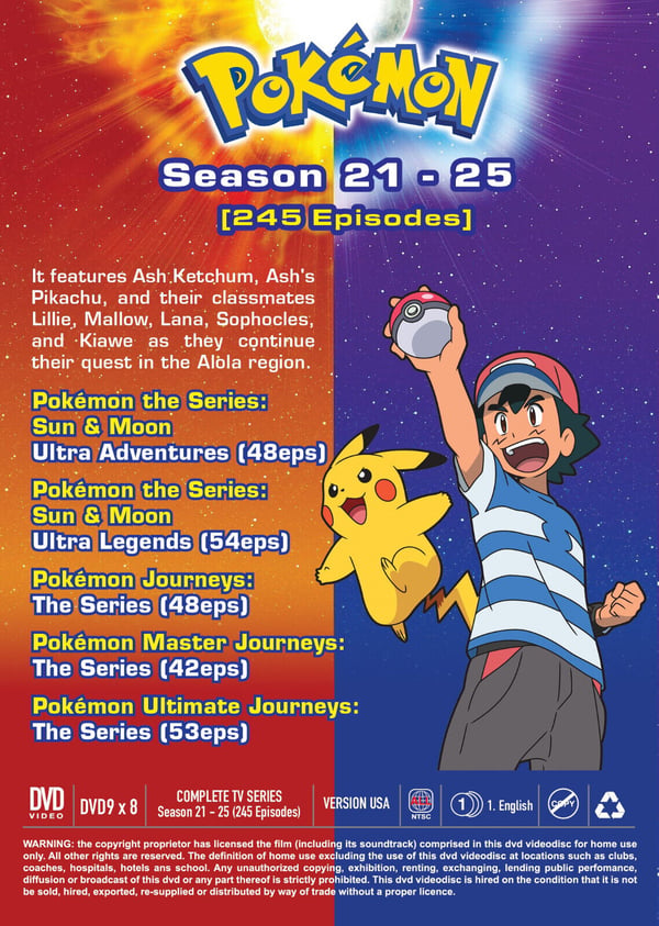 Pokémon (Säsong 21-25) - Animeserie DVD (245 avsnitt) (Engelskt tal)