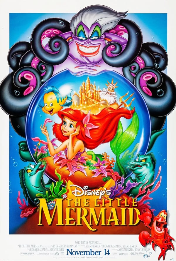 Disney Movie Pixar Kids Animated Film Poster Prints Wall Art Posters The Little Mermaid A5 14.8 x 21CM