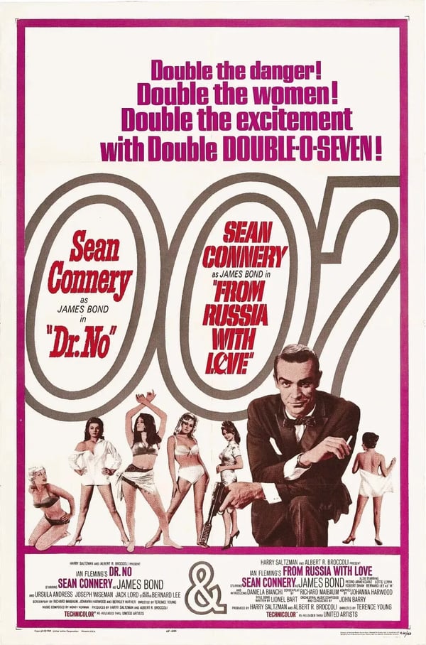 James Bond Movie Posters Classic Retro Cinema Poster Wall Art A2 Dr No, 1962 42 X 59.9CM