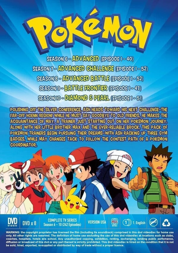 Pokémon (Säsong 6-10) - Animeserie DVD (242 avsnitt) (Engelskt tal)
