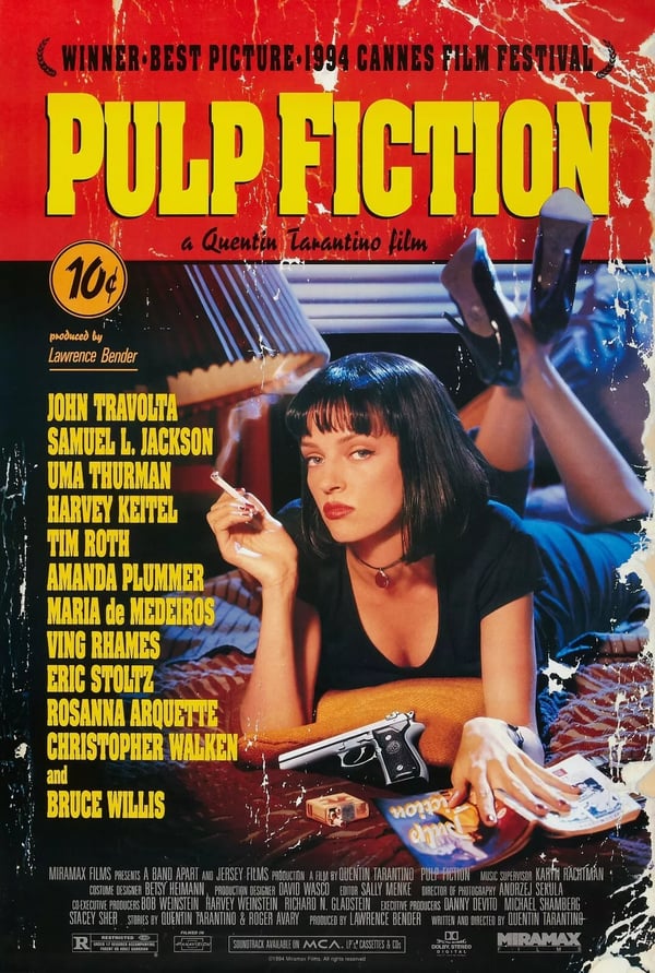 Classic Cult Film Posters Prints , Movie Posters Wall Art Pulp Fiction A4 21 x 29.7CM