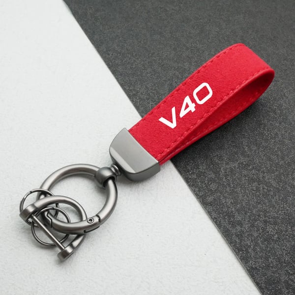 Car Suede Keychain Sport Key Ring Custom Gift With Logo For Volvo V40 V50 V60 V90 key ring Car Accessorie Color Name : v40 red