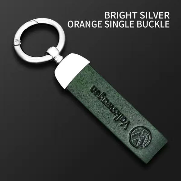 High Grade Leather Keychain With Car Logo Keyring Accessories For VW GTI Polo Golf Passat Tiguan Arteon Touareg Taigo Caddy - Color Name : Bright Green