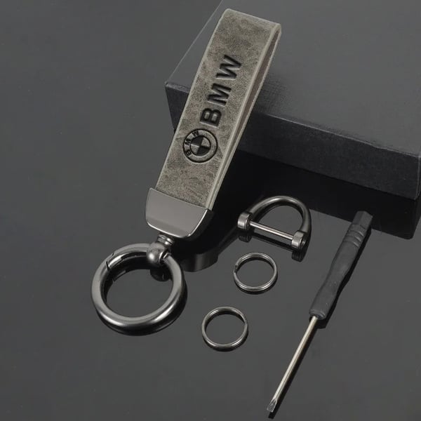 Leather Car Emblem Keychain Rings Keyring For BMW F30 F10 E90 F20 E46 E60 E70 E39 E36 E87 X7 E92 E91 E28 X3 X1 X2 X5 X6 E3 - Color Name : -grey